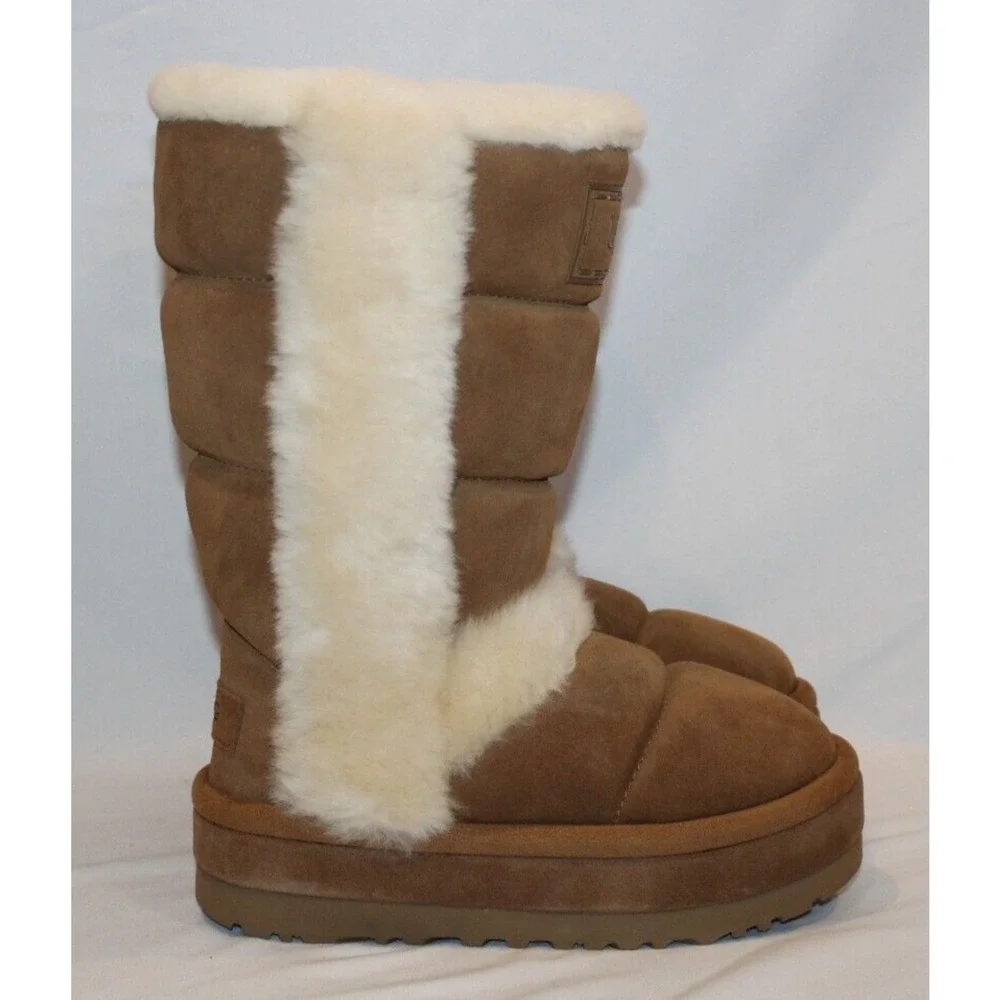 UGG CLASSIC CHILLAPEAK TALL CHESTNUT SUEDE WOMEN'S BOOTS NIB‎